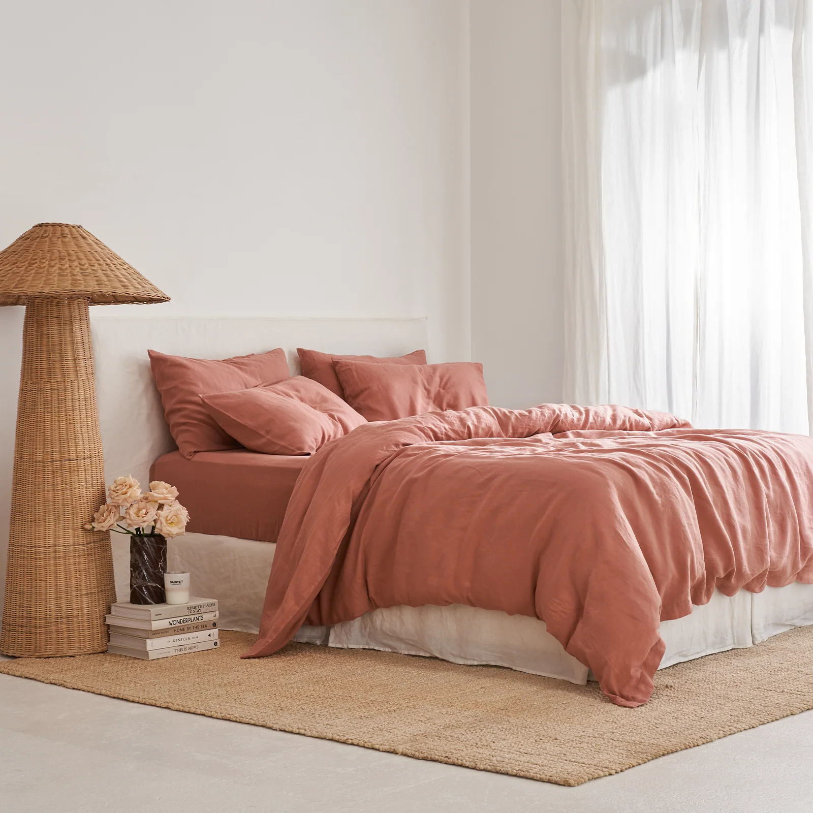 French Flax Linen Quilt Cover in Rosa - Image 3