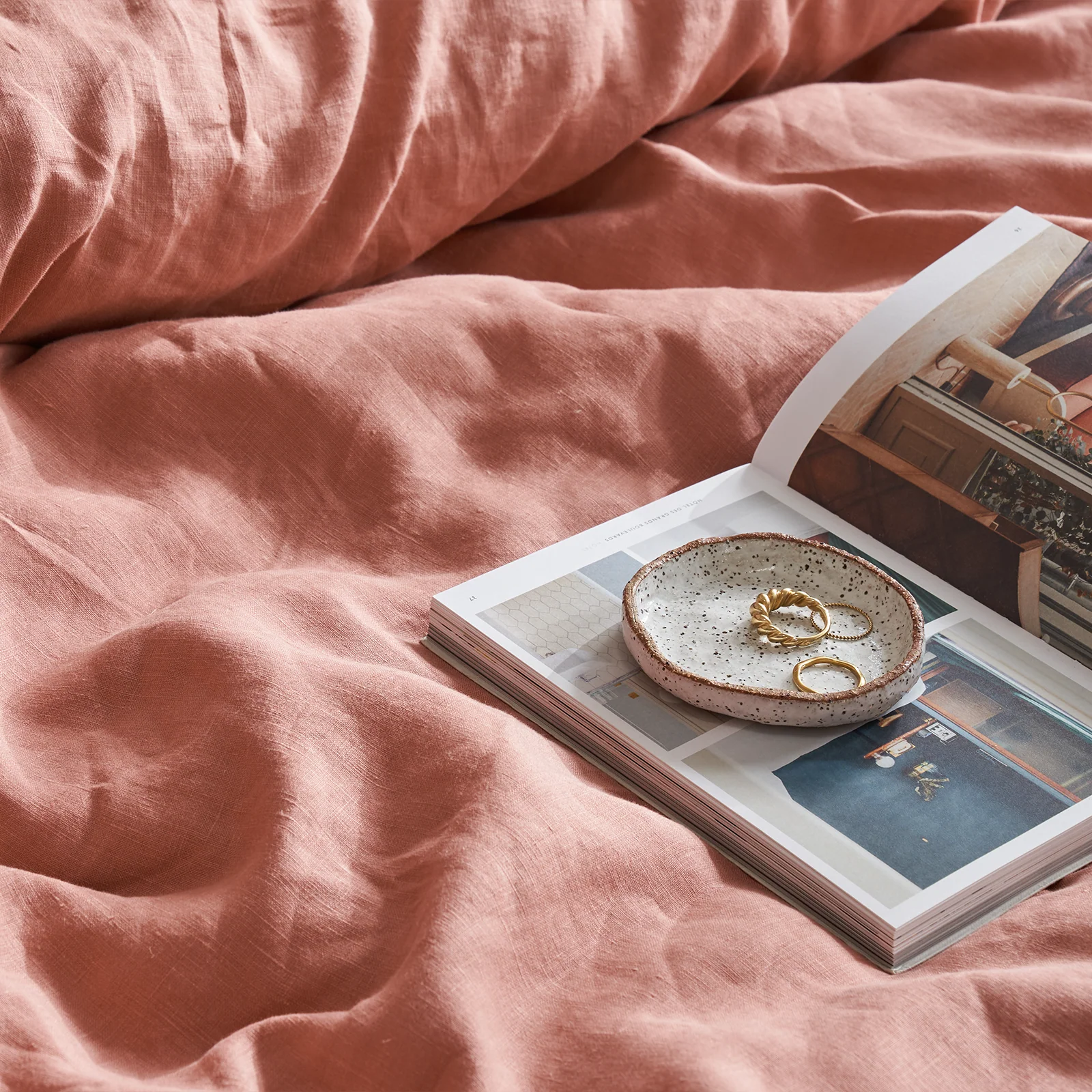 French Flax Linen Quilt Cover in Rosa - Image 7