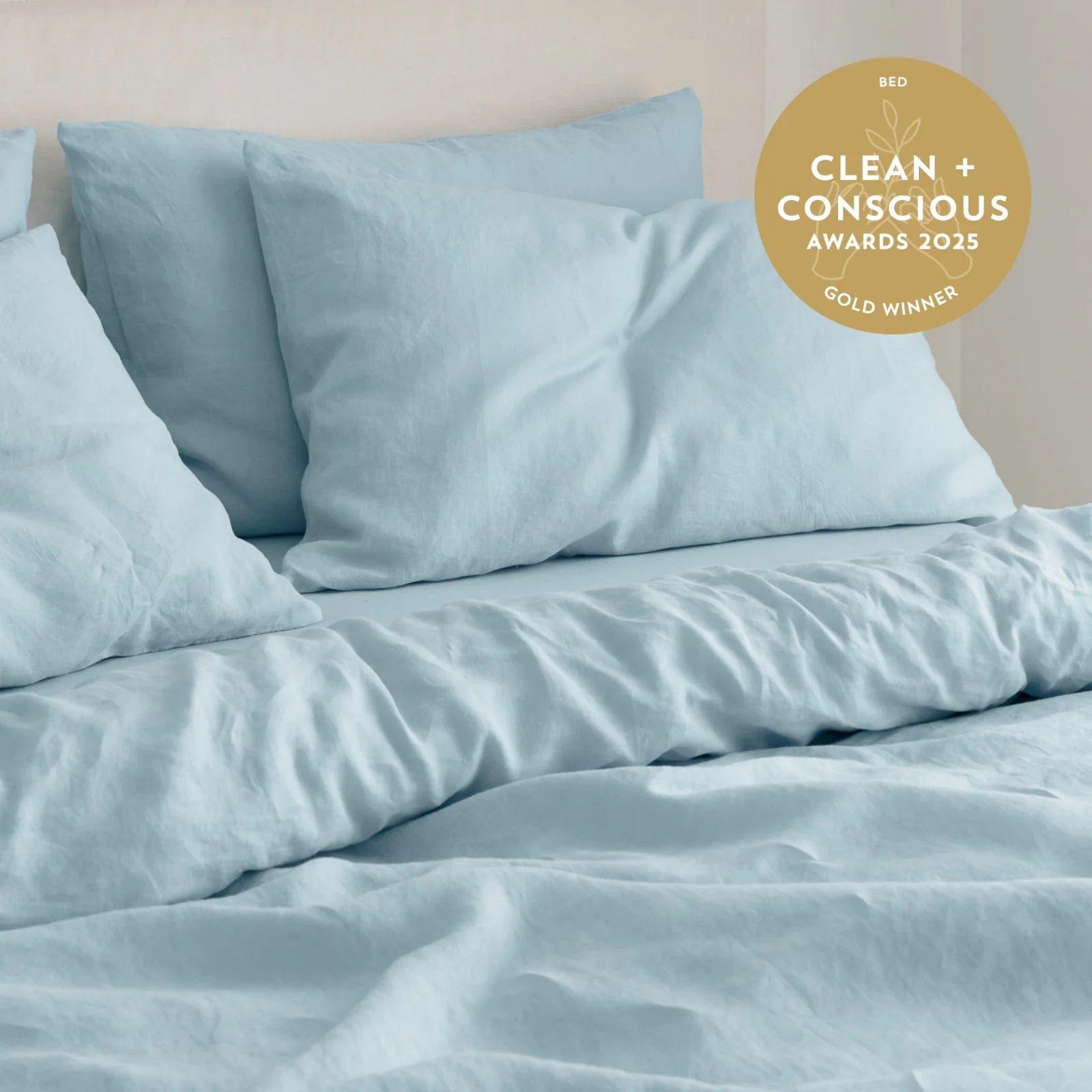 French Flax Linen Quilt Cover in Sky Blue - Image 6