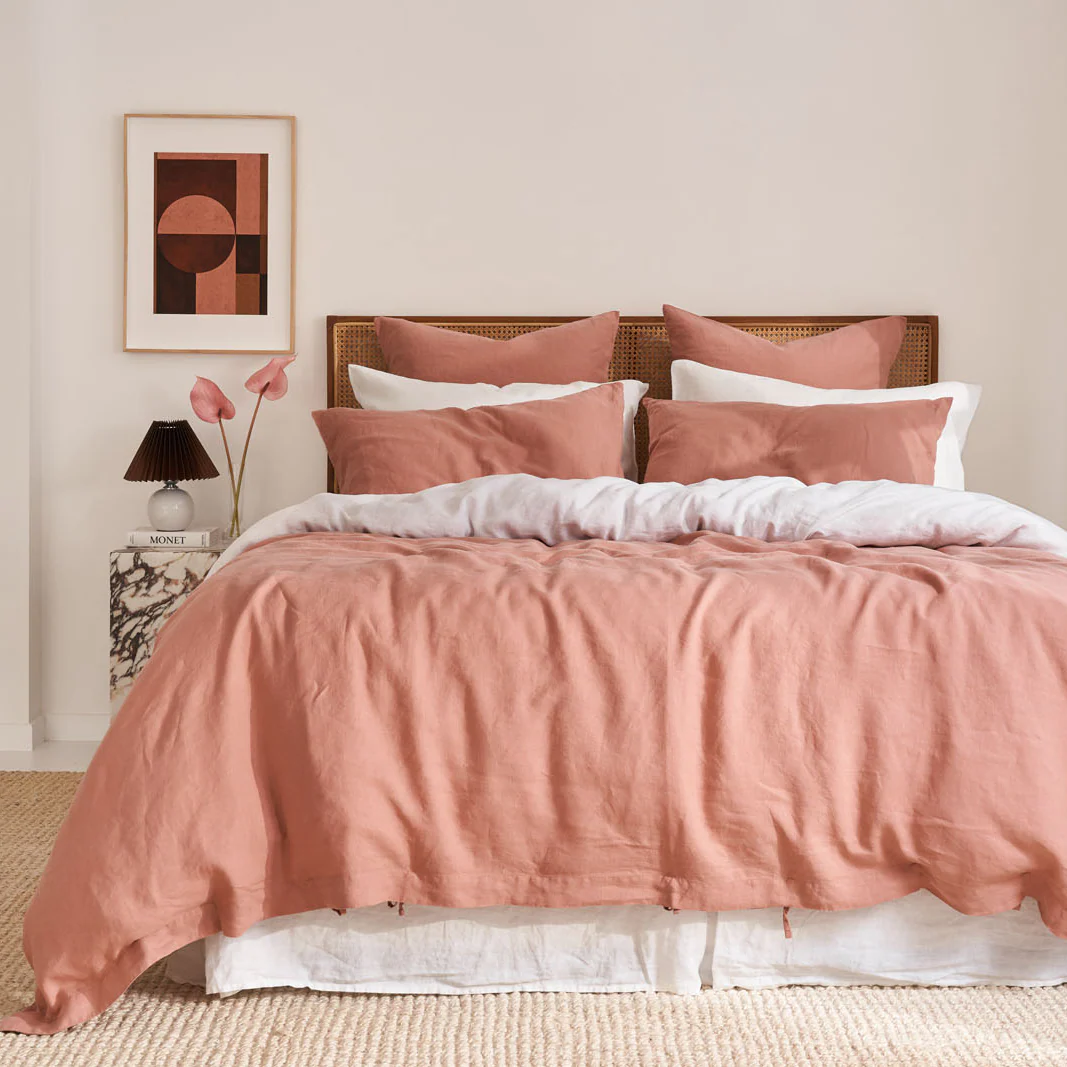 French Flax Linen Quilt Cover Set in Rosa - Image 10
