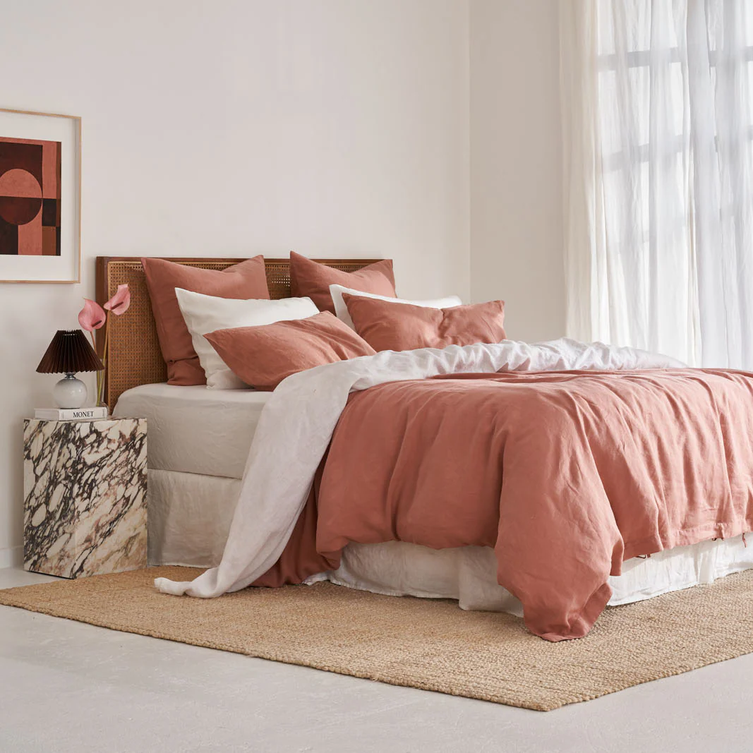 French Flax Linen Quilt Cover Set in Rosa - Image 11