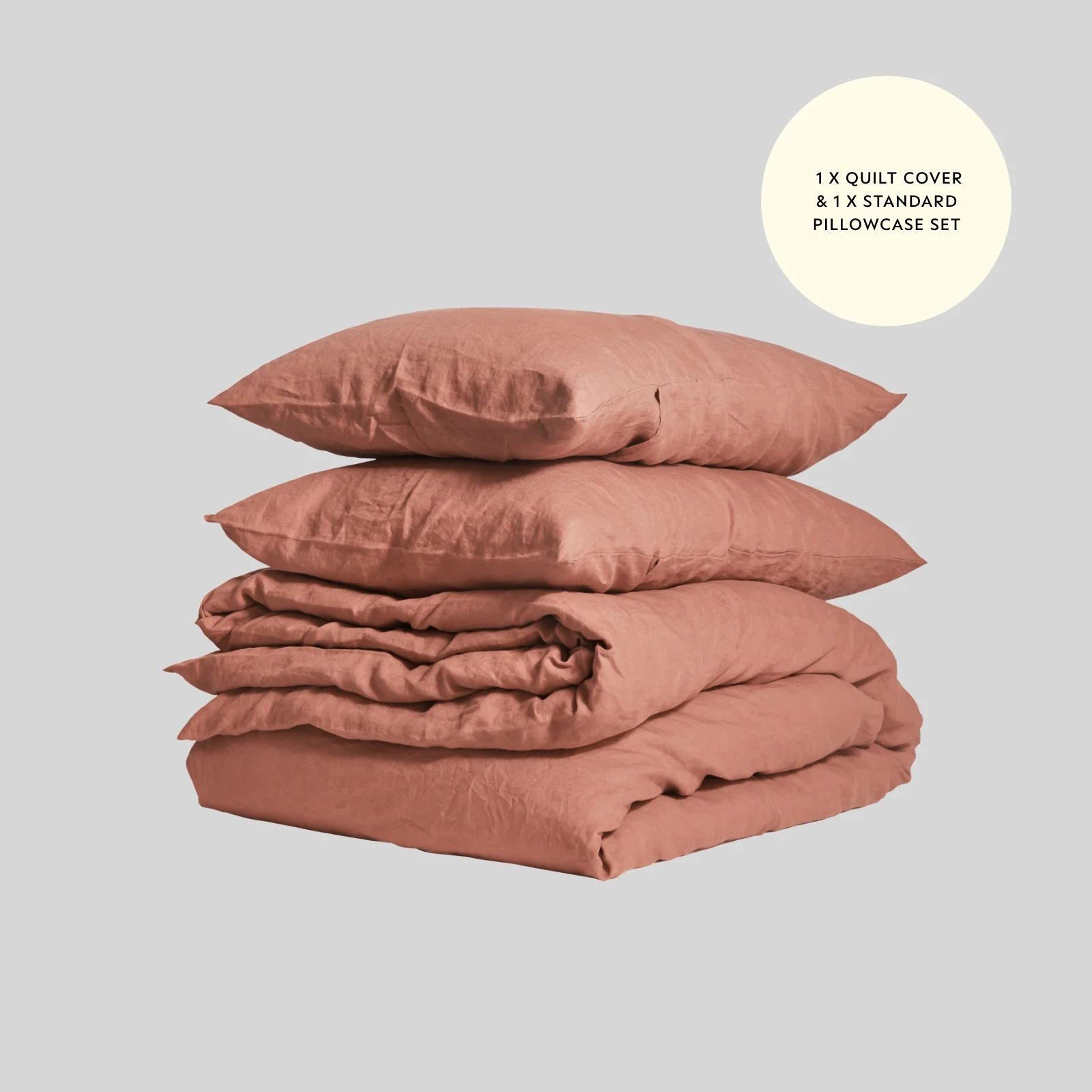 French Flax Linen Quilt Cover Set in Rosa - Image 14