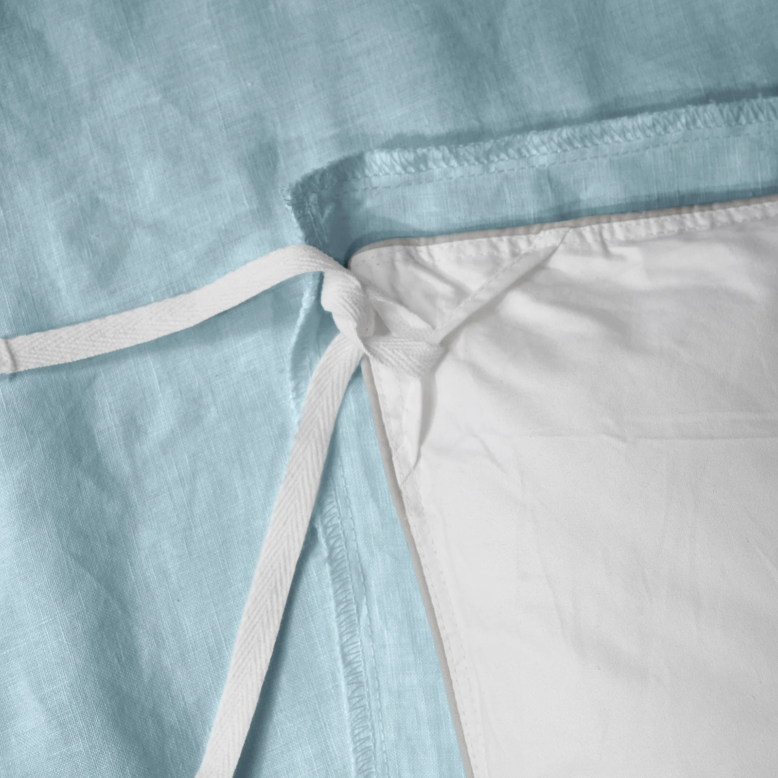 French Flax Linen Quilt Cover Set in Sky Blue - Image 15