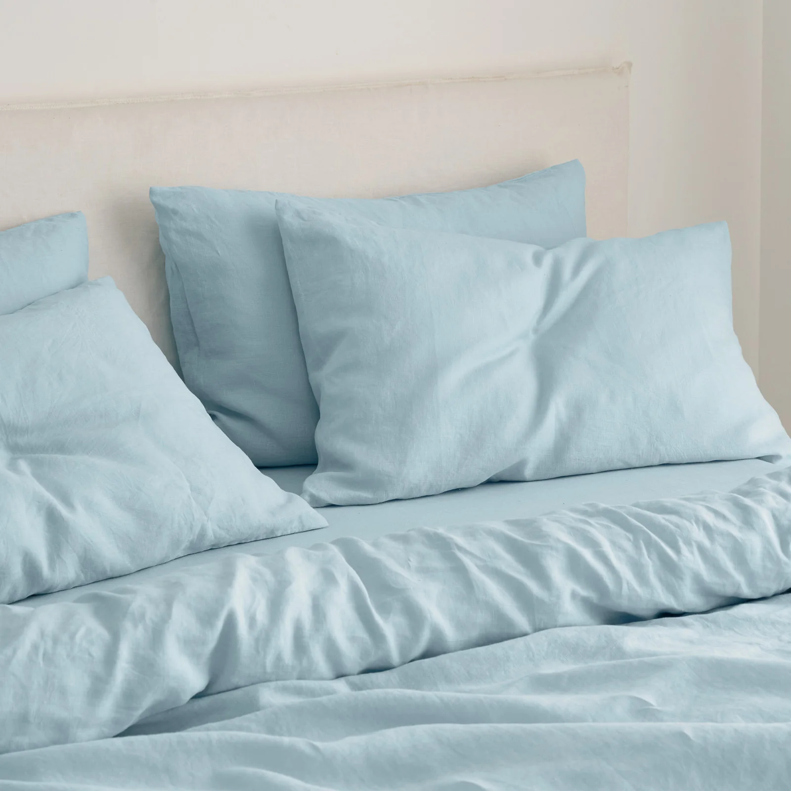 French Flax Linen Quilt Cover Set in Sky Blue - Image 3