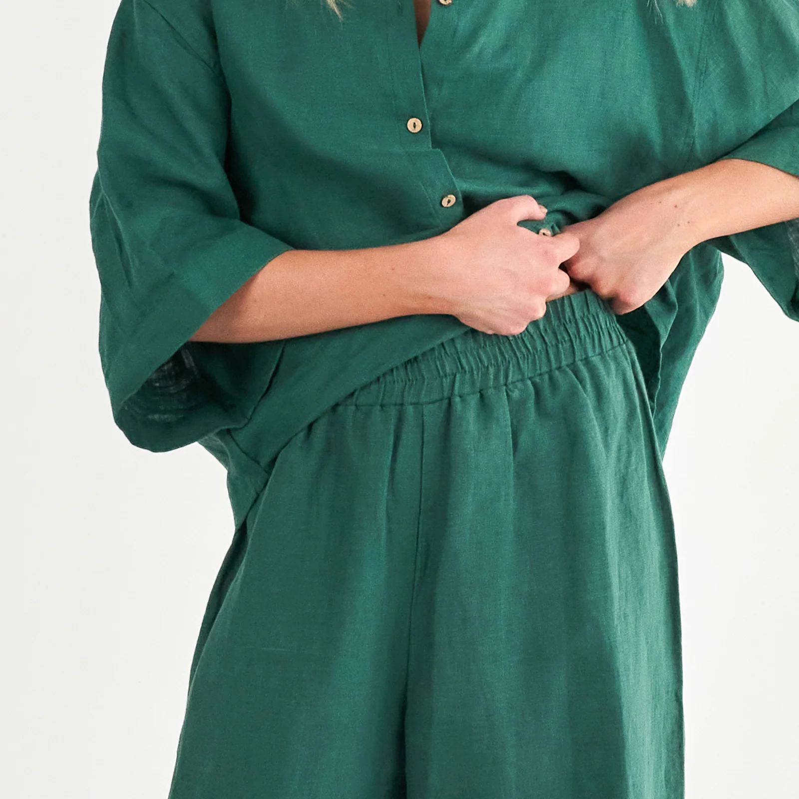 French Flax Linen Ruby Lounge Set in Jade - Image 4