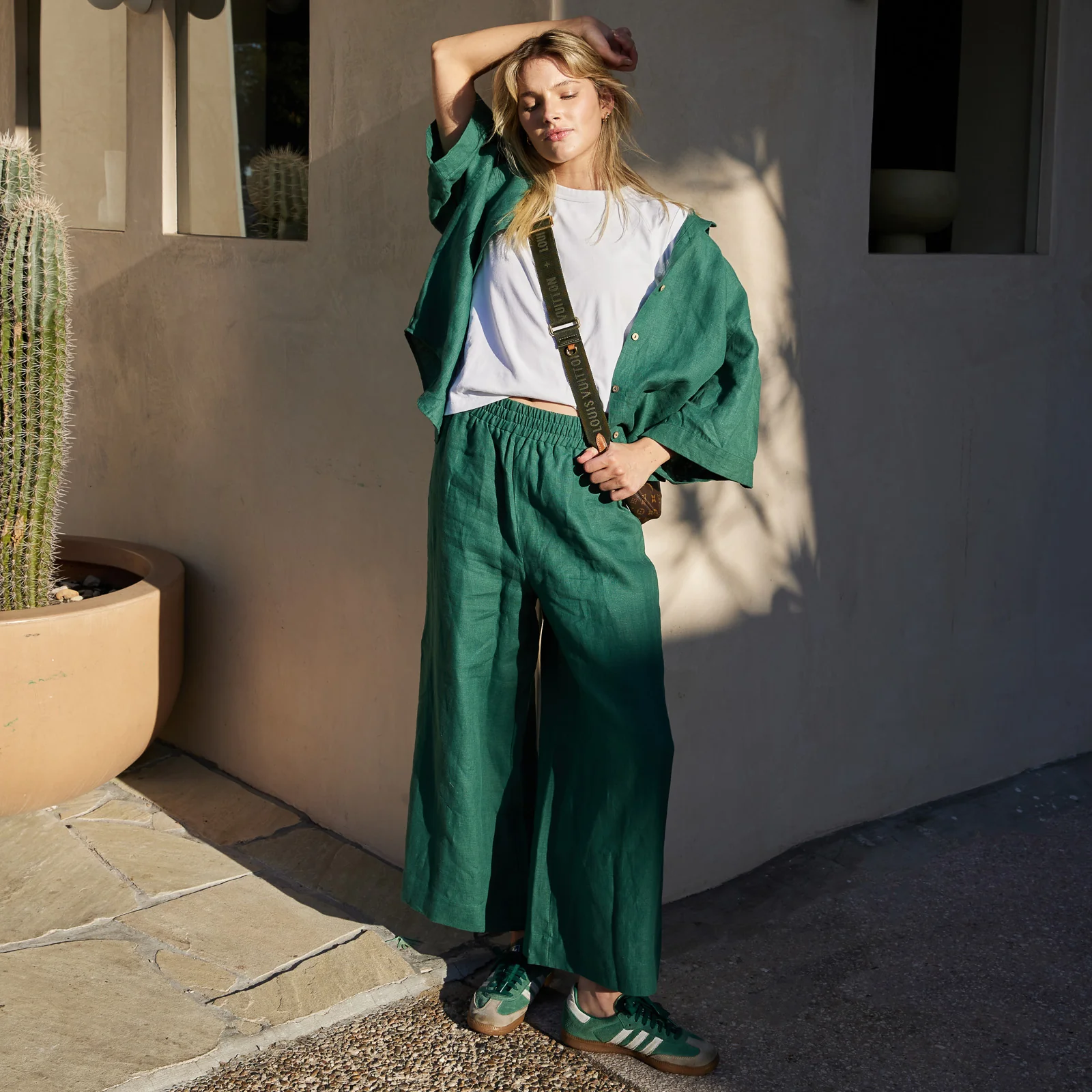 French Flax Linen Ruby Lounge Set in Jade - Image 7