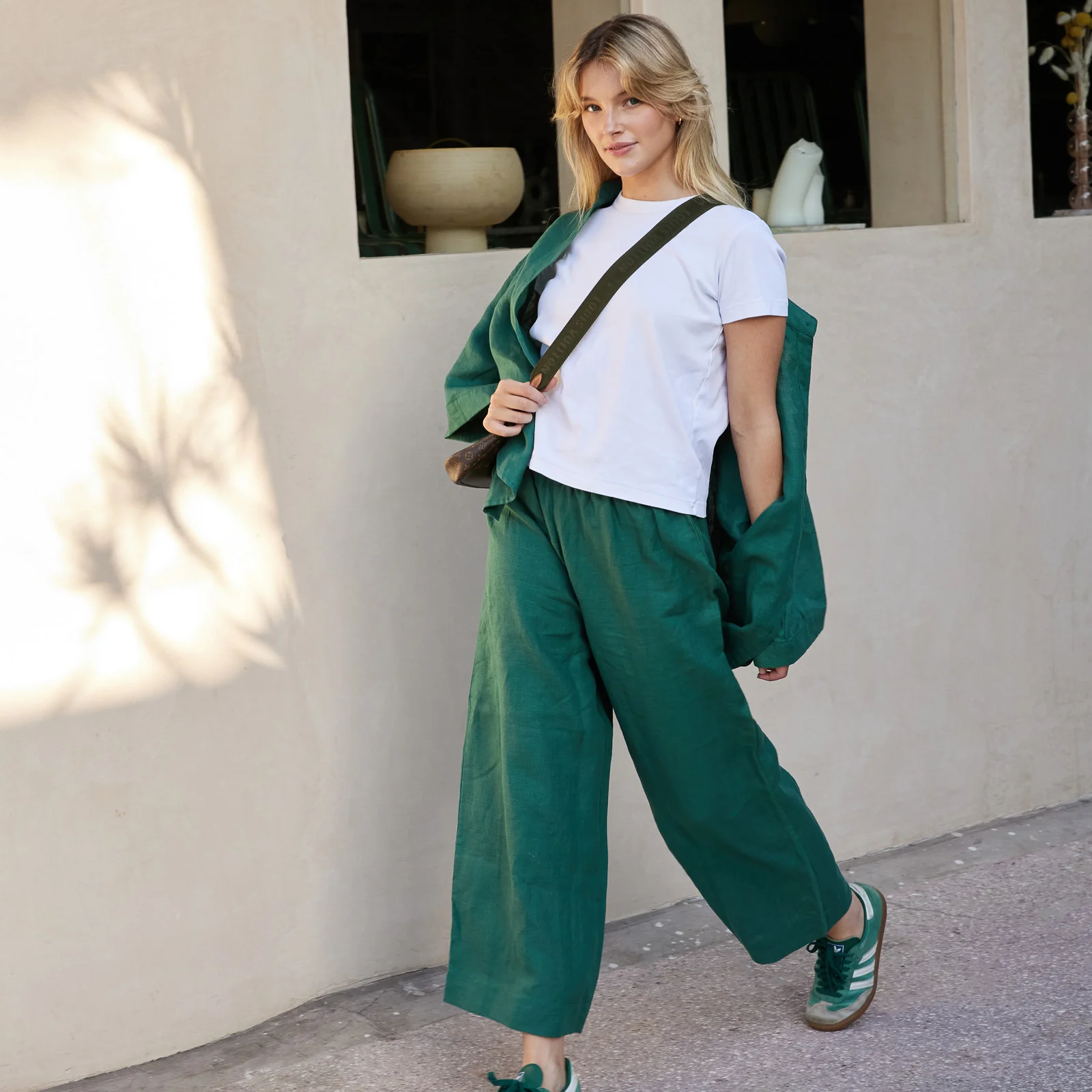 French Flax Linen Ruby Lounge Set in Jade - Image 8