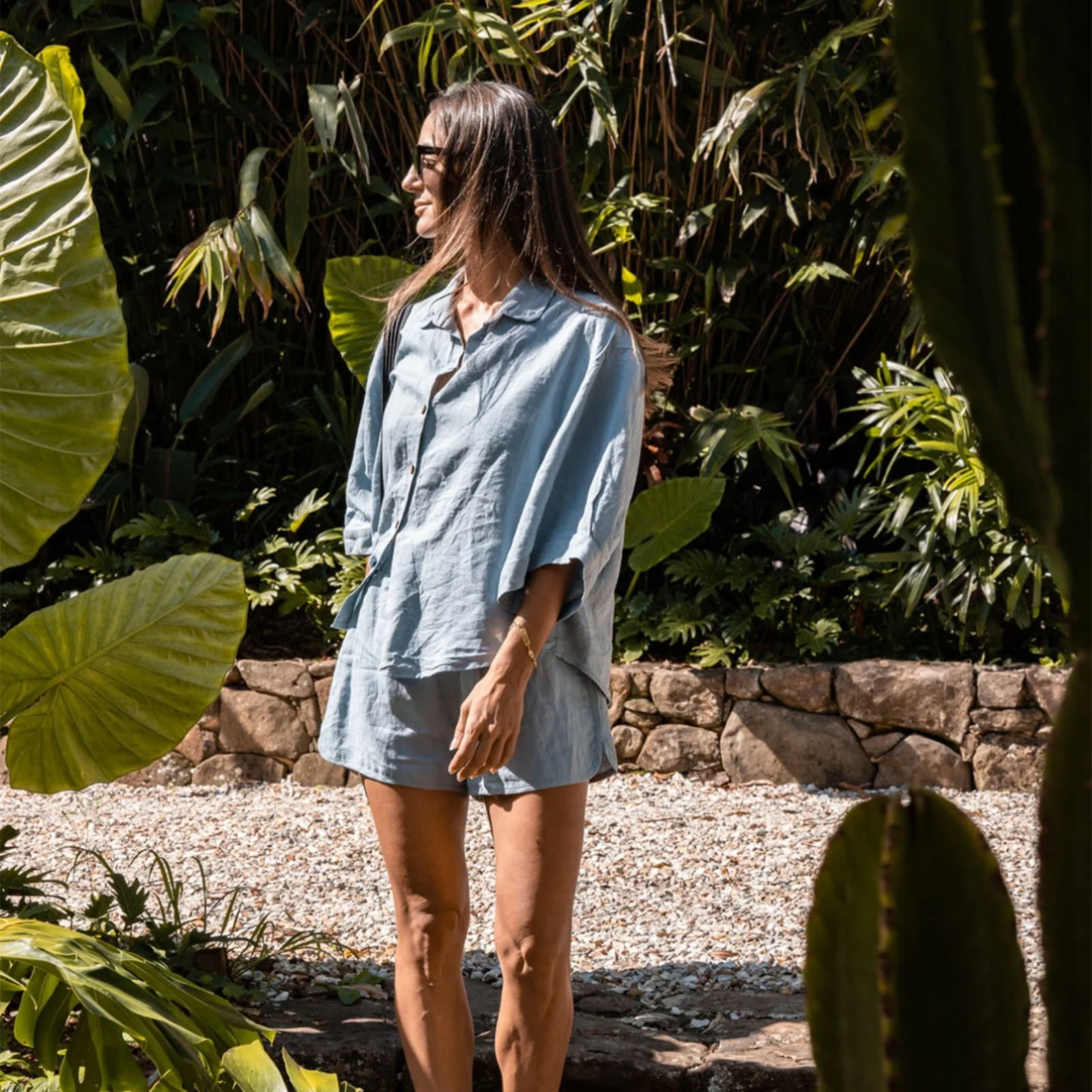 French Flax Linen Ruby Set in Marine Blue - Image 10