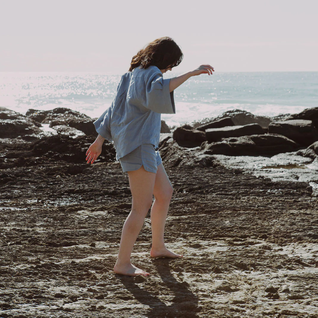 French Flax Linen Ruby Set in Marine Blue - Image 12