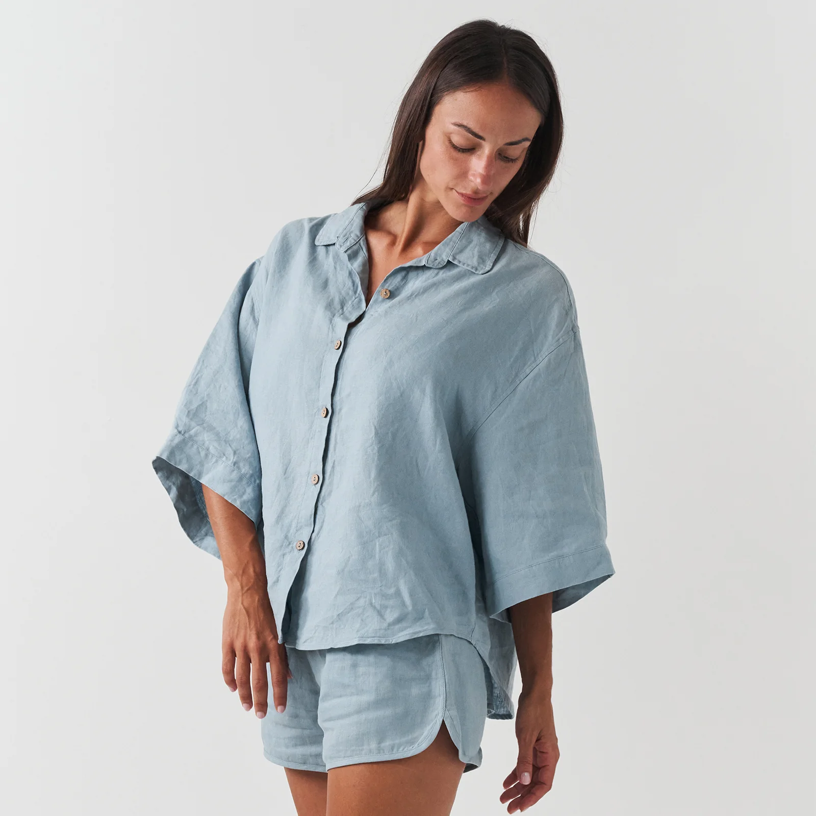 French Flax Linen Ruby Set in Marine Blue - Image 4