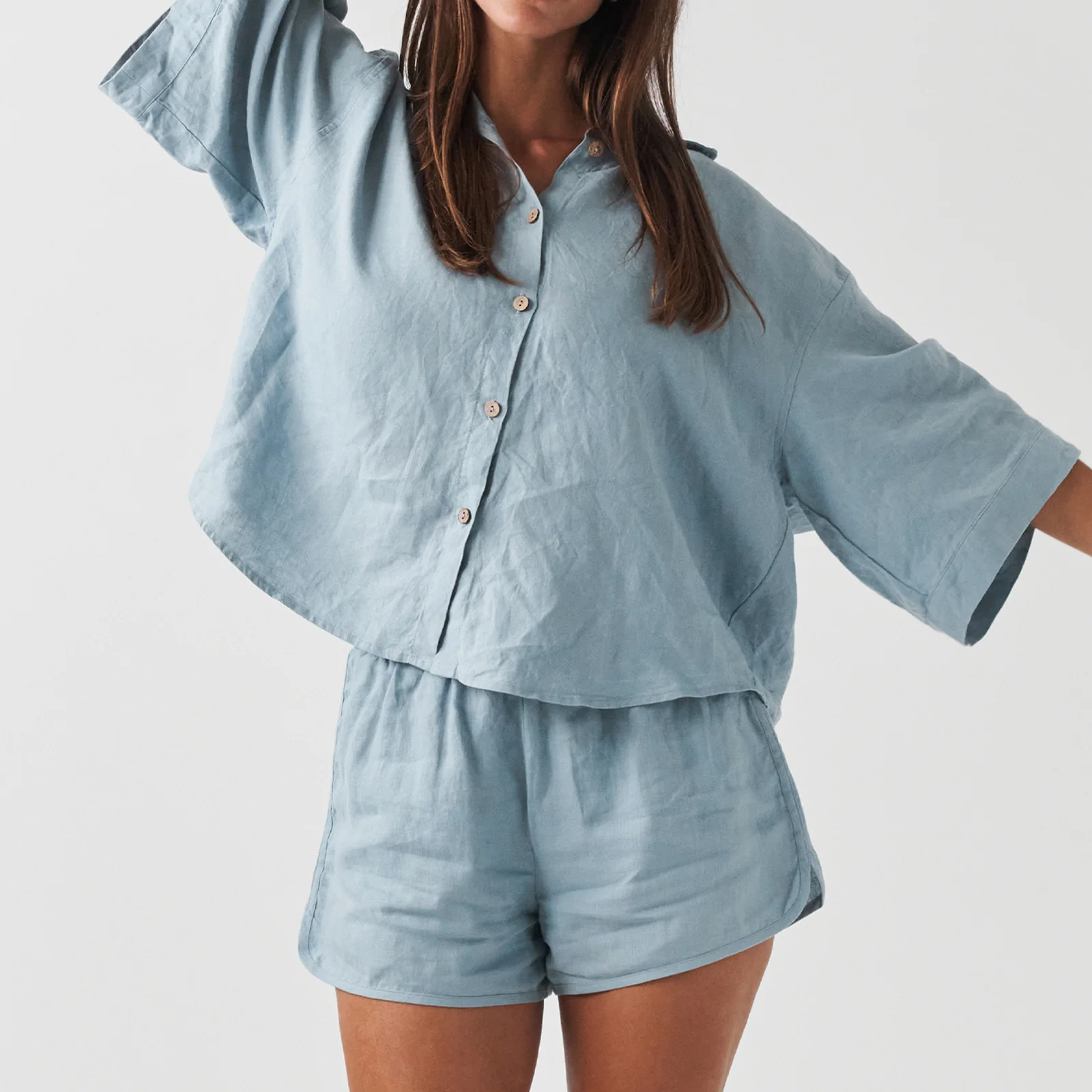 French Flax Linen Ruby Set in Marine Blue - Image 6