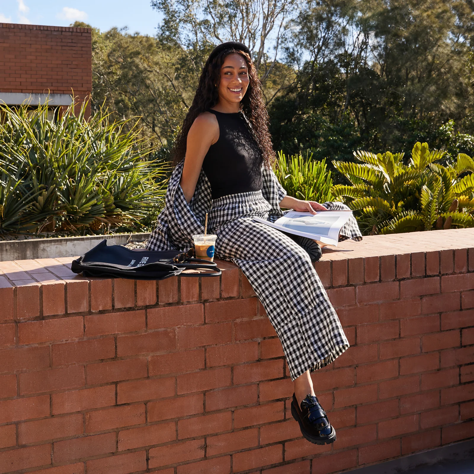 French Flax Linen Ruby Shirt in Charcoal Gingham - Image 12
