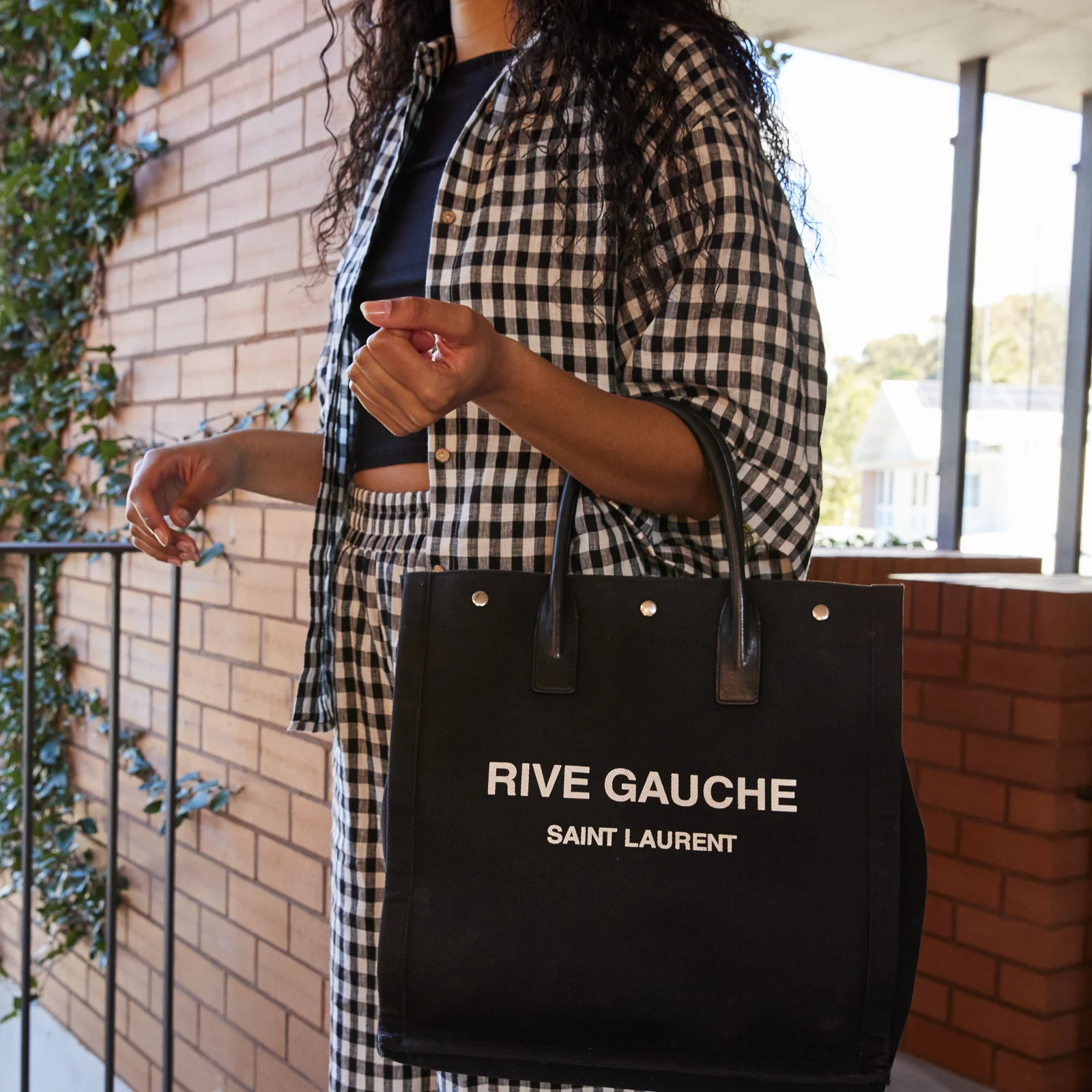 French Flax Linen Ruby Shirt in Charcoal Gingham - Image 8
