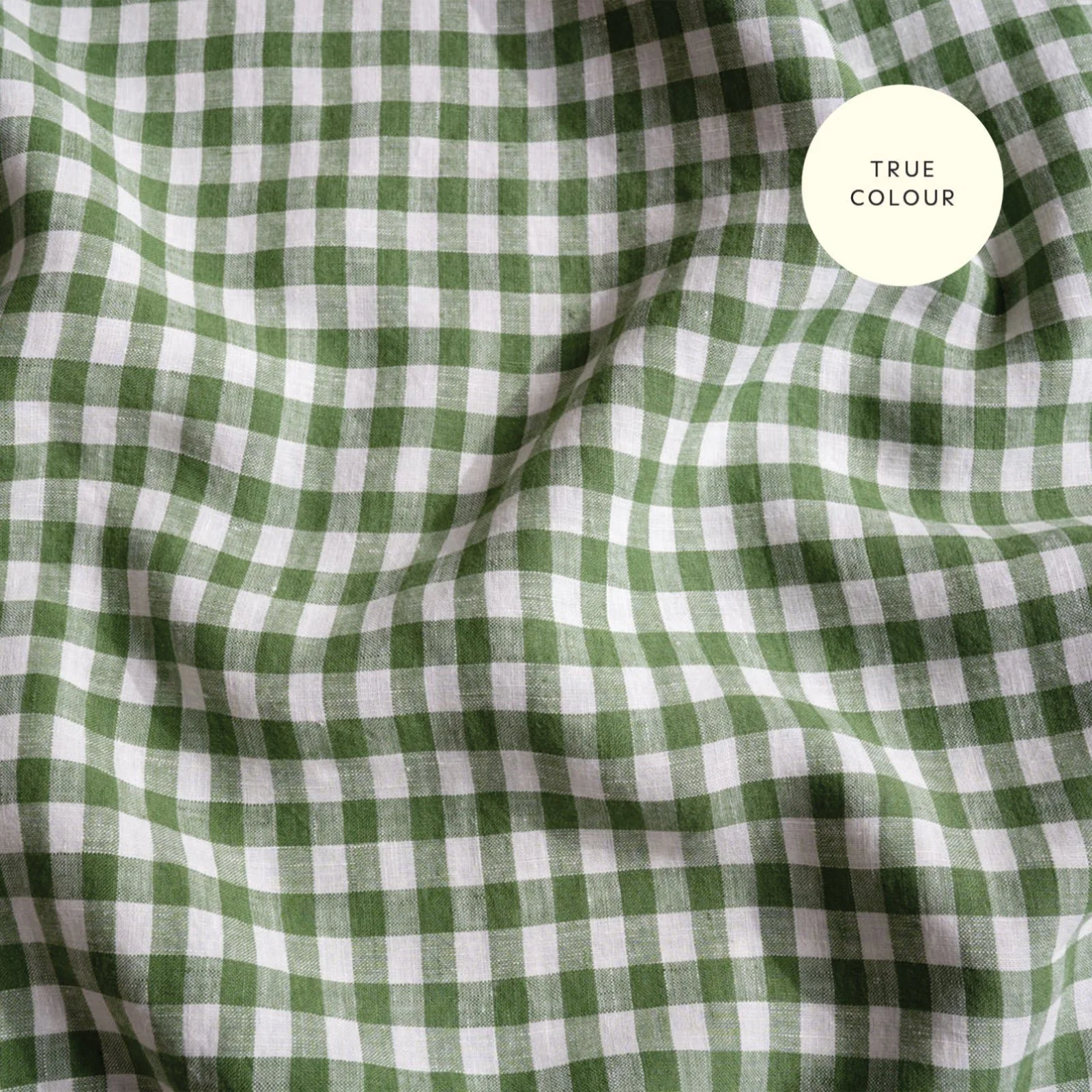 French Flax Linen Sheet Set in Ivy Gingham - Image 9