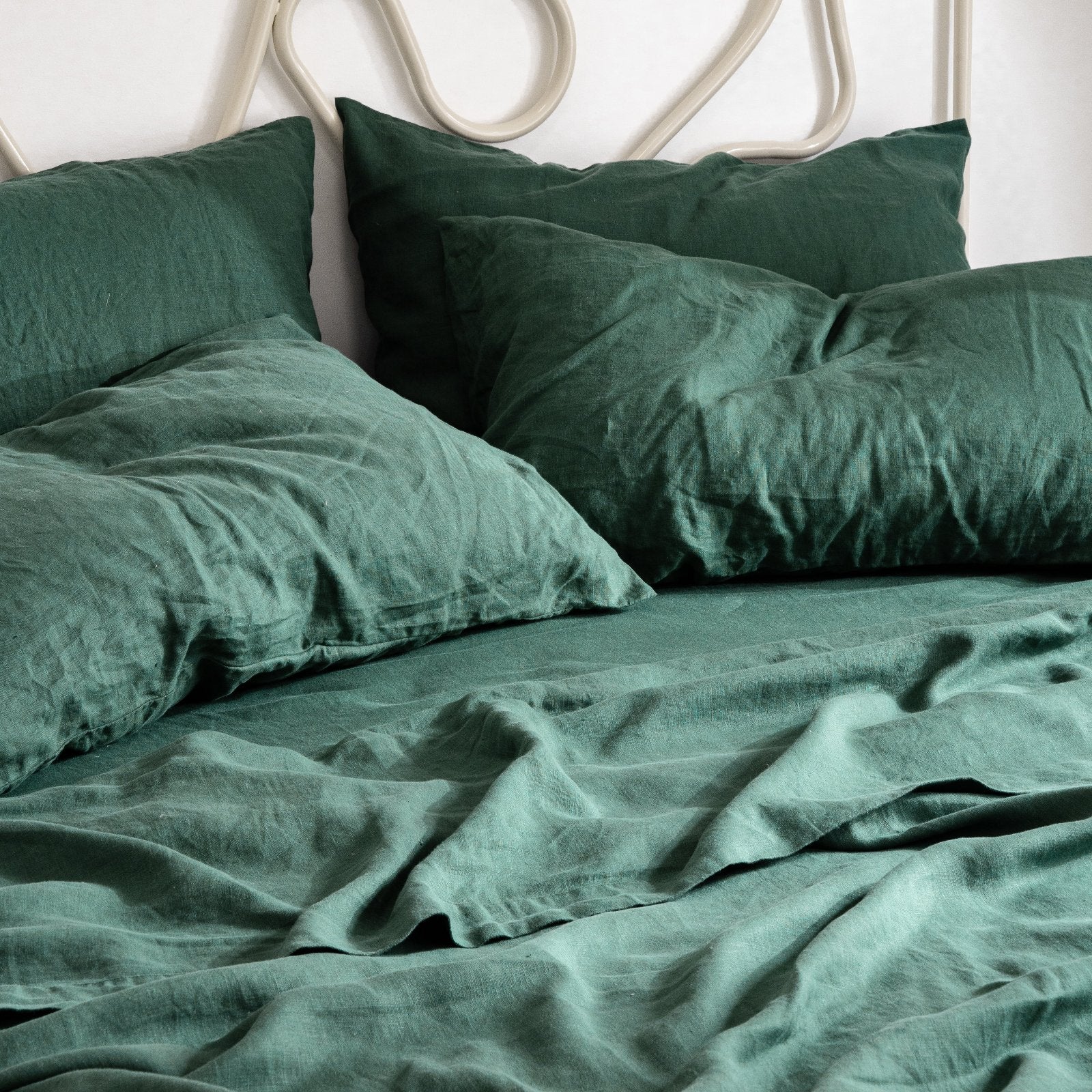 French Flax Linen Sheet Set in Jade - Image 5
