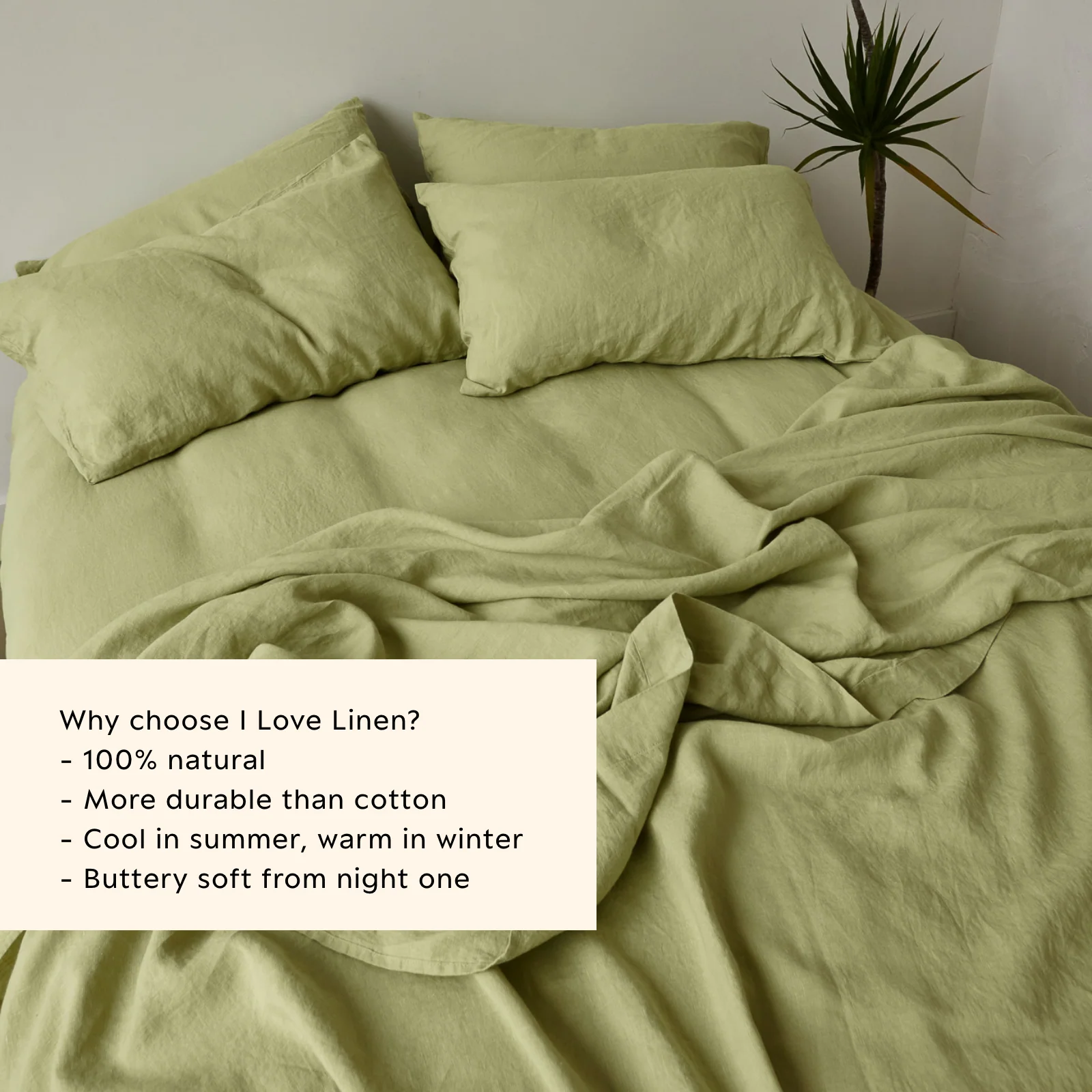 French Flax Linen Flat Sheet in Matcha - Image 4