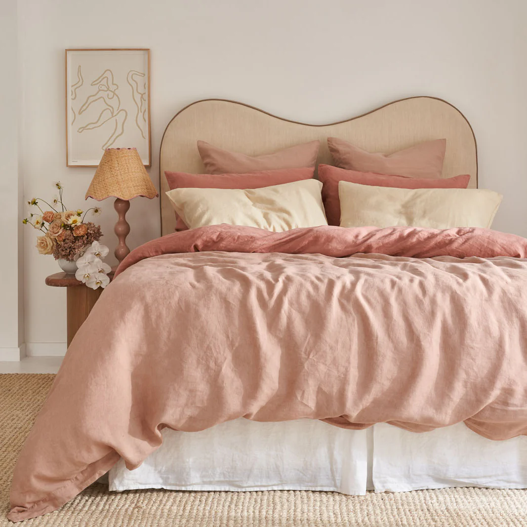 French Flax Linen Sheet Set in Rosa - Image 11