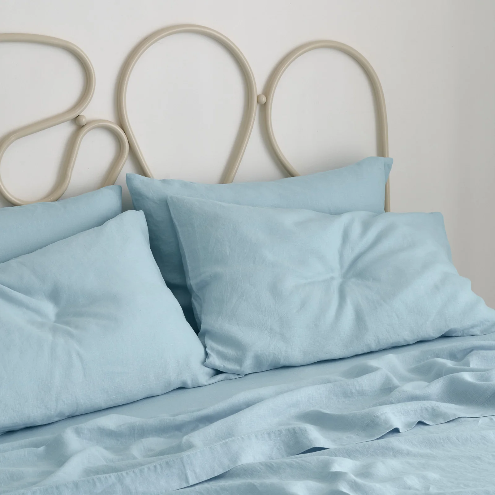 French Flax Linen Sheet Set in Sky Blue - Image 11