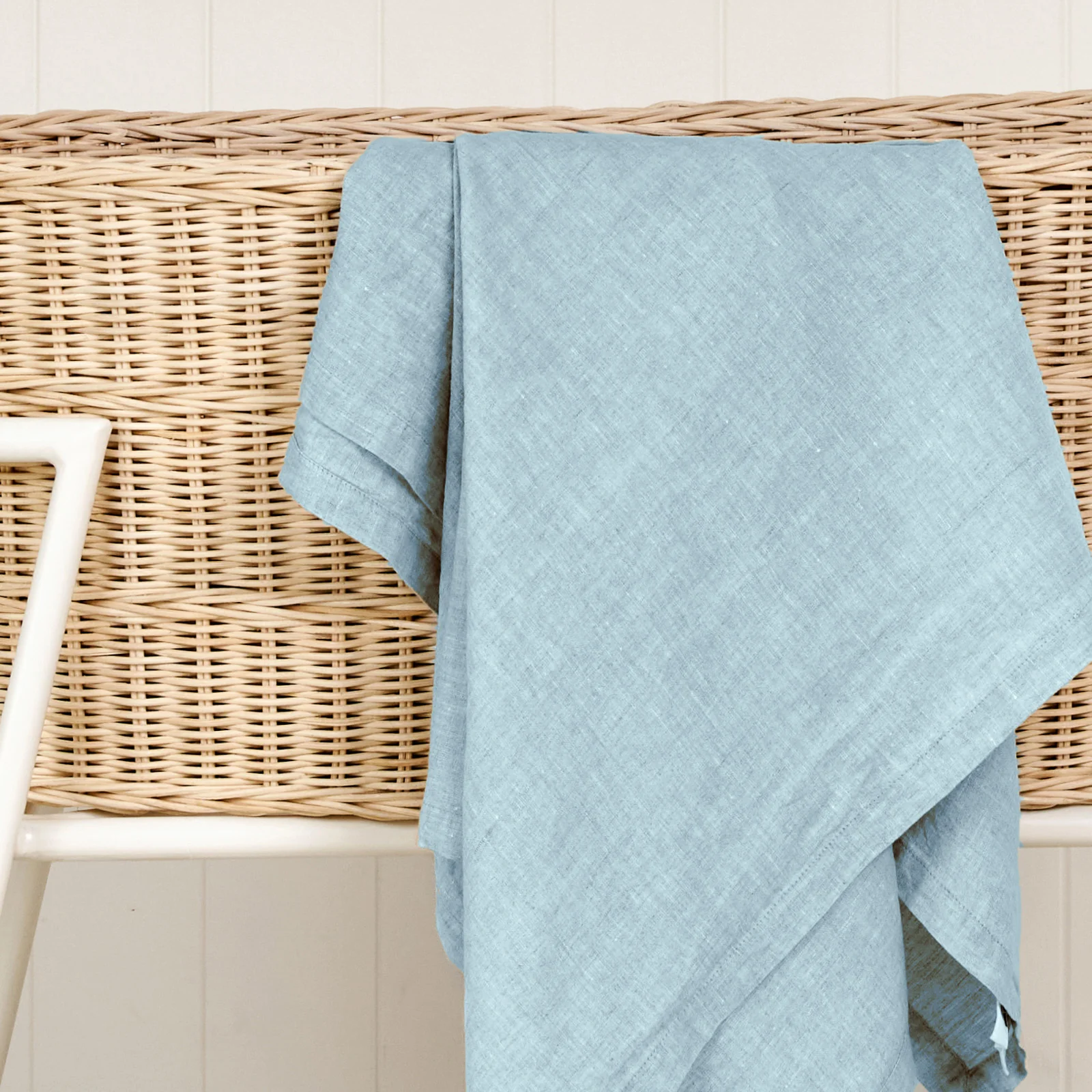 French Flax Linen Swaddle in Sky Blue - Image 3