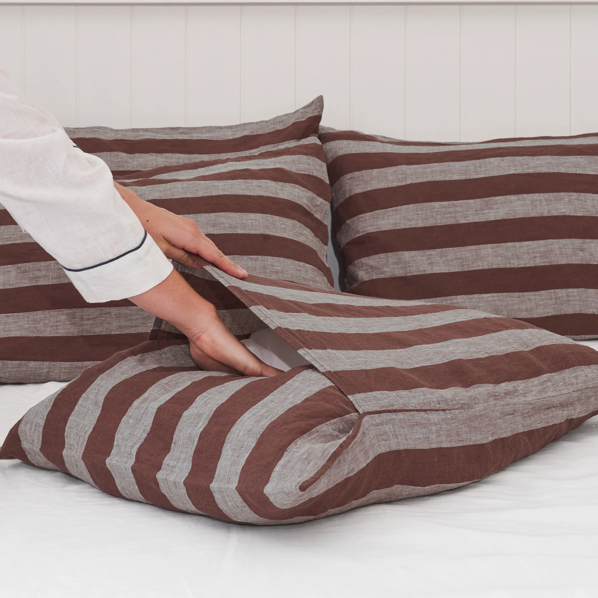 Standard Pillowcase Set - Chocolate Stripe - Image 4